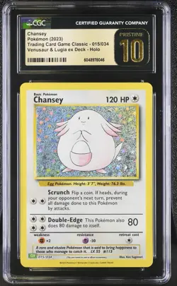 CGC PRISTINE 10!!! Chansey 015/034 Pokemon TCG Classic Holo - Image 1
