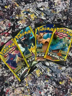 Pokemon Sun Moon Team Up 3-card 4 Mini Booster Packs New Full Art Set Tag Team - Image 1