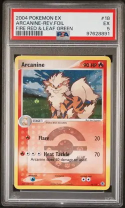 2004 Pokemon EX Fire Red & Leaf Green 18/112 Arcanine Reverse Foil PSA 5 - Image 1