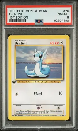 1999 Pokemon GERMAN 1st Edition Base Set Dratini 26/102 PSA 8 NM-MT - Image 1