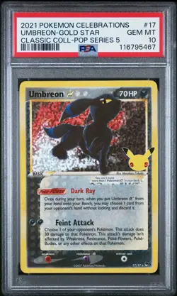 Umbreon Gold Star 17 PSA 10 Gem Mint - Celebrations Classic Collection - Pokemon - Image 1