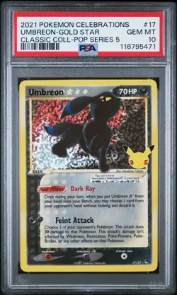 Umbreon Gold Star 17 PSA 10 Gem Mint - Celebrations Classic Collection - Pokemon - Image 1