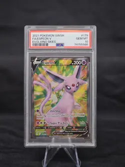 2021 Pokemon Evolving Skies Espeon V 179 Full Art GEM MINT PSA 10 - Image 1