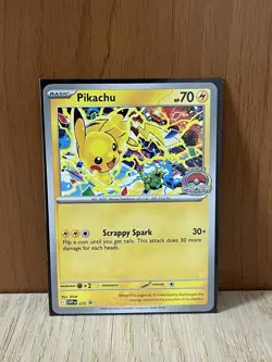 Pokemon Pikachu SVP 225 World Championships 2025 Promo Card In Hand - Image 1