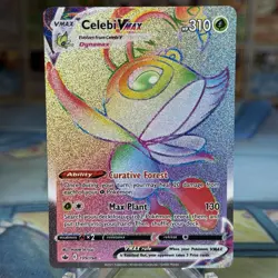 Celebi Vmax 199/198 Chilling Reign Rainbow Rare Holo Full Art Pokemon Card - Image 1