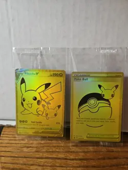 Sealed Pokemon Celebrations Pikachu V & PokeBall UPC Gold Promo Cards 2021 25th. - Image 3