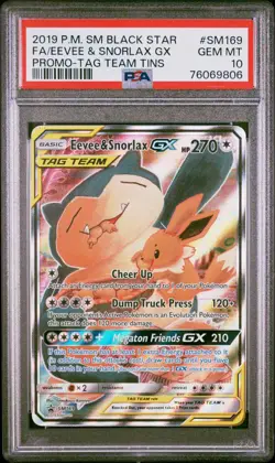 Eevee & Snorlax SM169 - PSA 10 - Graded Pokemon Card - Image 1