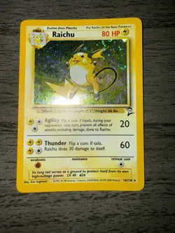 Pokemon TCG Raichu Base Set 2 Holo Unlimited Holo Rare Card 16/130 LP - Image 1