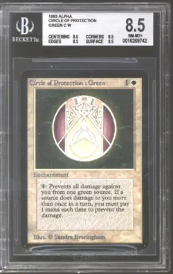 Magic MTG Alpha Circle of Protection: Green BGS 8.5 NEAR MINT NM - Image 1