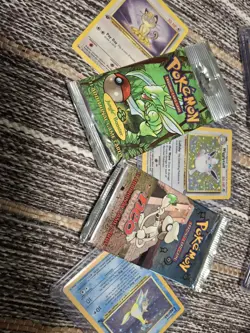 Vintage 1999 Pokemon Booster Packs Factory Sealed With Three Vintage Loose Cards - Image 1