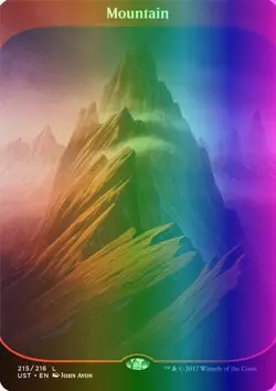 MTG Magic the Gathering Mountain (215/288) Unstable LP FOIL - Image 1