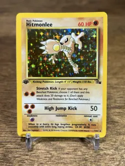 1st Edition Hitmonlee #7/62 Fossil Holo 1999 Vintage WOTC Pokemon Card LP - Image 1