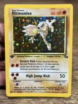 1st Edition Hitmonlee #7/62 Fossil Holo 1999 Vintage WOTC Pokemon Card LP - Image 3
