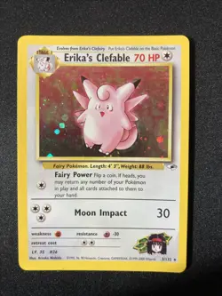 Pokemon TCG NM Erika's Clefable Gym Heroes 3/132 Holo Unlimited Rare - Image 1