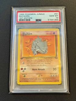 1999 Pokemon Jungle 1st Edition Rhyhorn #61 PSA 10 GEM MINT - Image 1