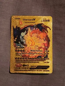 Pokemon Charizard V Evolution 508HP Gold Foil Fan Art - Image 1