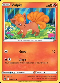 Pokemon Vulpix (6/82) Champion's Path LP REVERSE HOLO - Image 1