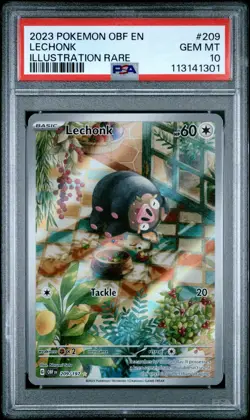 PSA 10 GEM MT 2023 Pokemon Lechonk Obsidian Flames Illustration Rare 209/197 - Image 1