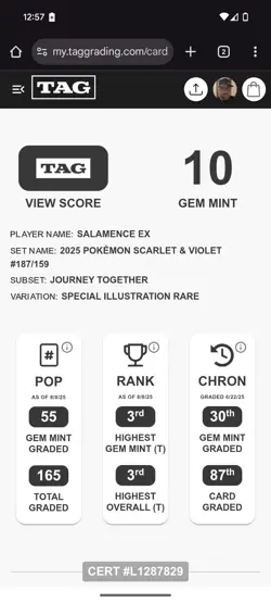 Salamence ex 187/159 Special Illustration Rare Journey Together Pokemon Tag 10 - Image 4