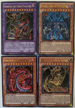YuGiOh 4 Card Ultra Rare Sacred Beast Set Armityle + Raviel, Hamon, Uria LCGX - Image 1