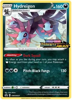 Pokemon Card Hydreigon SWSH037 Black Star Promo STAMPED Darkness Ablaze NM - Image 1