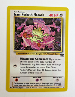 Team Rocket's Meowth # 18 Black Star PROMO WOTC Rare NEAR MINT Pokemon Card - Image 1