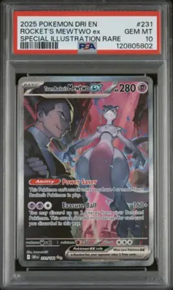 2025 Pokemon Rocket's Mewtwo EX #231 Special Illustration Rare PSA 10 - Image 1