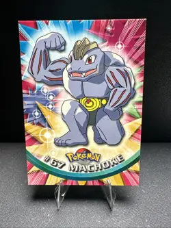 1999 Topps Pokemon TV Animation Series 1 Machoke #67 Blue Logo Non Holo - Image 1