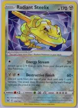 Pokemon TCG Radiant Steelix 124/196 Lost Origin SHINY Holo Rare NM/M Pack Fresh - Image 1