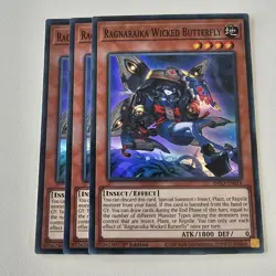 3x INFO Ragnaraika Wicked Butterfly - Secret Rare Yugioh Playset Euro - Image 1