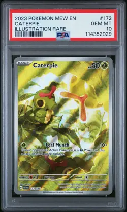 PSA 10 Caterpie 172/165 Pokemon 151 English Illustration Rare 2023 GEM MINT - Image 1