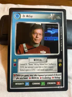 Star Trek CCG 1E TMP Set DR. McCOY Rare Card - Image 1