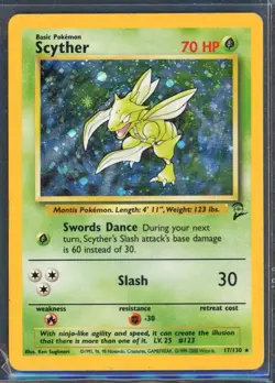 Pokemon Cards - Scyther 17/130 - Base Set 2 eBay Live 15th Aug 4pm - Image 1