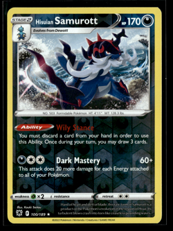 Hisuian Samurott - Reverse Holo - Astral Radiance 100/189 Rare Pokemon TCG Card - Image 1