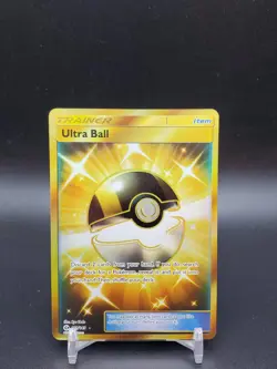 Ultra Ball 161/149 Sun & Moon Base Gold Secret Rare HP Pokemon Card - Image 1