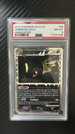 Pokemon TCG Umbreon Prime Undaunted Holo Card 86/90 PSA 8 - Image 1