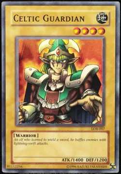 Celtic Guardian - LOB-007 DAMAGED SUPER RARE Yu-Gi-Oh! TCG Card - Image 1