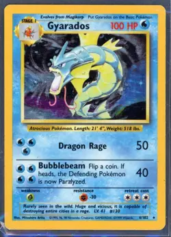 Pokemon Cards - Gyarados 6/102 - Base Set eBay Live 15th Aug 4pm - Image 1