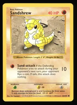 Sandshrew - 62/102 - Base Set - Shadowless Common Card - Pokemon Card - Image 1