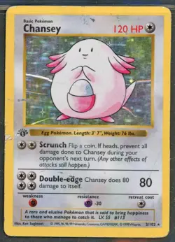 Pokemon Cards - 1st Edition Chansey 3/102 Base Set eBay Live 15th Aug 4pm - Image 1