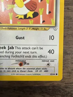 Farfetch’d 43/64 Neo Revelation - LP‑MP Common Pokemon Card (1st Edition) - Image 5