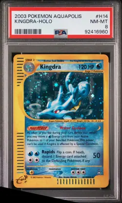 Pokemon WotC Aquapolis Holofoil Card H14 Kingdra PSA 8 - Image 1