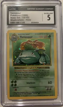 CGC 5 Venusaur 1999 Base Set 15/102 Shadowless Holo Pokemon Card psa - Image 1