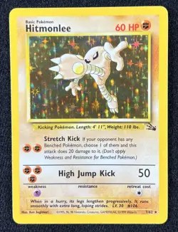 Hitmonlee Fossil 7/162 Holo Rare 1999 WOTC Pokemon TCG Card - NM - Image 1