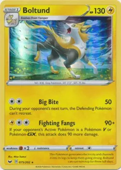 Holo Boltund 075/202 Rare Sword & Shield Base Set Pokemon TCG - Image 1