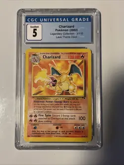 2002 Pokemon Charizard 3/110 Legendary Non Holo Rare CGC 5 Lava Theme Deck - Image 1