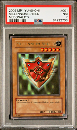 2002 Yugioh PSA 7 Millennium Shield MP1-001 McDonald's Promo ULTRA RARE NM - Image 1