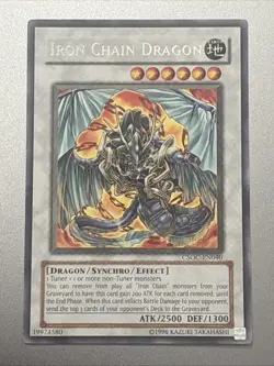 Yu-Gi-Oh! TCG Iron Chain Dragon CSOC-EN040 Crossroads of Chaos Unlimited Rare LP - Image 1