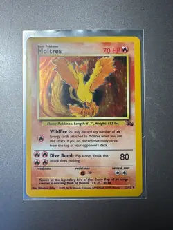 Moltres 12/62 Fossil Holo Pokemon Card 1999-2000 Ultra Rare With Toploader - Image 1