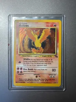 Moltres 12/62 Fossil Holo Pokemon Card 1999-2000 Ultra Rare With Toploader - Image 3